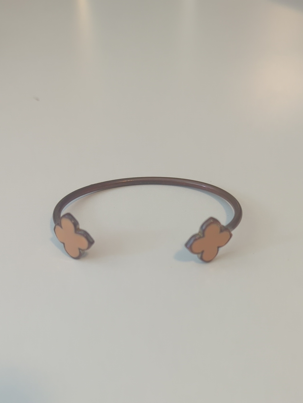 Delicate Peach Clover Open Cuff Bracelet - Women Accessories